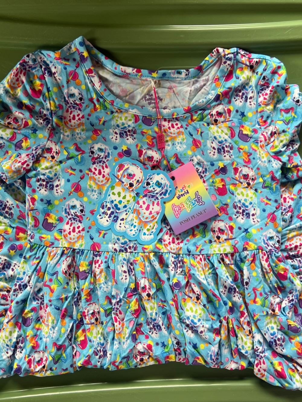 Posh Peanut Light Blue Multicolor Dalmatian Print Dress